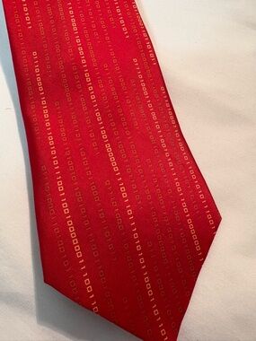 Wild Ties Binary Design Men's Tie, 100% Silk Red, Coded to say "ties suck"